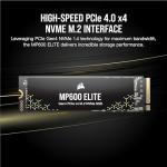 Corsair MP600 Elite 4TB M.2 PCIe Gen4 x4 NVMe SSD – M.2 2280 – Up to 7,000MB/sec Sequential Read – High-Density 3D TLC NAND – for Desktops and Laptops – Black