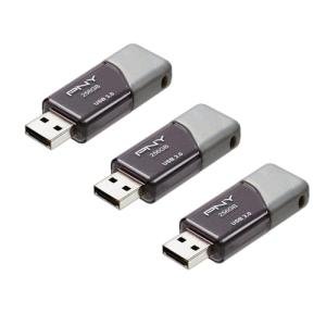 PNY 256GB Turbo Attaché 3 USB 3.0 Flash Drive 3-Pack – Grey, P-FD256X3TBOP-MP, 100MB/s, Light-Weight Durable - Data Storage and Transfer