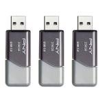 PNY 256GB Turbo Attaché 3 USB 3.0 Flash Drive 3-Pack – Grey, P-FD256X3TBOP-MP, 100MB/s, Light-Weight Durable - Data Storage and Transfer