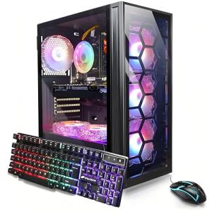 STGAubron Gaming PC Desktop, GeForce RTX 2060 6G GDDR6, Intel Core i7 up to 3.9 GHz, 16G RAM, 512G SSD, WiFi, BT 5.0, RGB Fan x6, RGB BT Sound Bar, Windows 10 Home