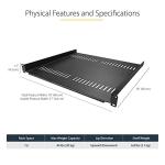 StarTech.com 1U Server Rack Shelf - Universal Vented Rack Mount Cantilever Tray for 19" Network Equipment Rack & Cabinet - Heavy Duty Steel - Weight Capacity 44lb/20kg - 16" Deep Shelf (CABSHELF116V)