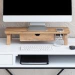 Anji Mountain Monitor Stand - Desktop Organizer & Laptop Riser, Ergonomic Monitor Riser, Space-Saving Monitor Stand for Desk, Durable Construction, Easy Assembly, Ideal for Home & Office,Natural