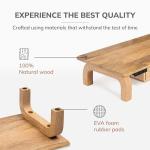 Anji Mountain Monitor Stand - Desktop Organizer & Laptop Riser, Ergonomic Monitor Riser, Space-Saving Monitor Stand for Desk, Durable Construction, Easy Assembly, Ideal for Home & Office,Natural