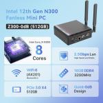 MINIX Fanless Intel 12th Gen Mini PC 4K Dual Display
