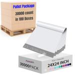 Fuxury 30000 Pcs Large Poly Mailers 24x24 Inch, Waterproof Shipping Bags for Clothing, Strong Adhesive Shipping Envelopes for Small Business Suppliers, Self Seal Mailers Poly Mailing Bags White