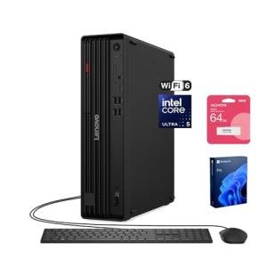 Lenovo ThinkCentre M70s Small Business AI Desktop, Intel Core Ultra 5 225, 64GB DDR5, 2TB SSD, HDMI, DP, Wi-Fi 6, Support 3-Monitor 4K, Wired KB & Mouse, Win 11 Pro, Bundle ADATA 64GB Flash Drive