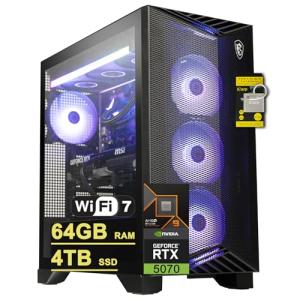 msi Aegis ZS2 Gaming Desktop AMD 12-core Zen 5 Ryzen 9 9900X (Beats i9-14900HX) 64GB RAM 4TB SSD GeForce RTX 5070 DLSS 4 360mm Liquid Cooler 750W 80+ Gold PSU Support HDD Win11 w/ICP Hub