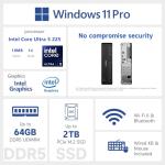 Lenovo ThinkCentre M70s Small Business AI Desktop, Intel Core Ultra 5 225, 64GB DDR5, 2TB SSD, HDMI, DP, Wi-Fi 6, Support 3-Monitor 4K, Wired KB & Mouse, Win 11 Pro, Bundle ADATA 64GB Flash Drive