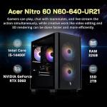 acer Nitro 60 Gaming Desktop, Intel i5-14400F, GeForce RTX 5060, 32GB DDR5 RAM, 2TB PCIe SSD, 3 ARGB Cooling Fans, Realtek Audio,Wi-Fi 6, Win 11, Black, 1TB Docking Station Set