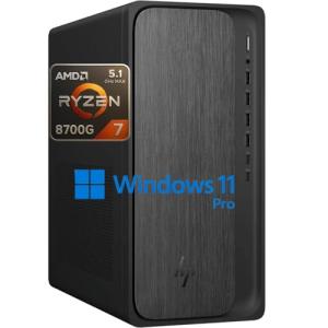 HP OmniDesk M02 Business AI PC Desktop, AMD Ryzen 7-8700G (Up to 5.1GHz), 32GB DDR5 RAM, 2TB SSD, Radeon 780M Graphics, USB-C, Wi-Fi 6, HDMI+DP Dual Display Support, Wireless KB&M, Windows 11