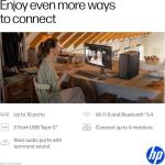 HP OmniDesk M02 Business AI PC Desktop, AMD Ryzen 7-8700G (Up to 5.1GHz), 64GB DDR5 RAM, 4TB SSD, Radeon 780M Graphics, USB-C, Wi-Fi 6, HDMI+DP Dual Display Support, Wireless KB&M, Windows 11