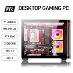 WIWB Gaming Desktop Core I9-13900HX PC Computer, RTX 5060 8G, 32G DDR5 RAM, 1TB NVME SSD, WiFi 6, 4K 8K VR Ready Prebuilt Gaming PC Tower for Home and Office（Black）