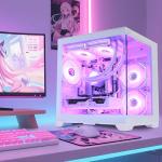 HOENGAGER Gaming PC, AMD Ryzen 5 9600X 6-Core, Radeon RX 9060XT 16G,32GB DDR5 6000 RAM,1TB NVMe SSD, 650W PSU, WiFi& BT, Liquid Cooler, RGB Fans,Win 11,Prebuilt Gaming Desktop-White
