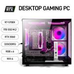 WIWB Gaming PC Desktop Ryzen 7 5700X, GeForce RTX 5060, 32G DDR4 RAM, 1TB NVME SSD, Prebuilt Tower Computer for Gaming, Home VR (Black)