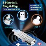 3 in 1 Flash Drive for iPhone – Plug & Play – 512GB Photo Saver for Android, iPad, Galaxy, Mac & PC – FYRIS USB-A, USB-C & Lightning Plug,External Storage Jump Drive, MFi Certified (Skull)