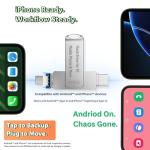 3 in 1 Flash Drive for iPhone – Plug & Play – 512GB Photo Saver for Android, iPad, Galaxy, Mac & PC – FYRIS USB-A, USB-C & Lightning Plug,External Storage Jump Drive, MFi Certified (Skull)