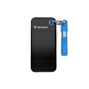 Verbatim Pocket SSD, 1TB External Hard Drive, Portable Solid State Drive USB 3.2 Gen 2 for Mac, PC & Game Console, Black/Blue