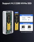 ORICO 80Gbps M.2 NVMe SSD Enclosure Silent Fanless Compatible with Thunderbolt 5/4/3/USB4 M-Key/(M&B) Key NVMe 2280 SSD Tool-Free for Mac M4 Pro/Max for Pro Creators X50 Upgraded