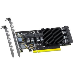 GLOTRENDS ST538 8-Port SFF-8643 to PCIE 3.0 X16 Adapter Card with PEX8749 Controller for High-Density U.2/U.3/M.2 NVMe RAID Storage Solution
