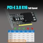 GLOTRENDS ST538 8-Port SFF-8643 to PCIE 3.0 X16 Adapter Card with PEX8749 Controller for High-Density U.2/U.3/M.2 NVMe RAID Storage Solution