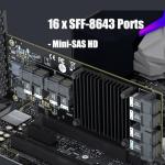 GLOTRENDS ST538 8-Port SFF-8643 to PCIE 3.0 X16 Adapter Card with PEX8749 Controller for High-Density U.2/U.3/M.2 NVMe RAID Storage Solution