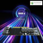 GLOTRENDS ST538 8-Port SFF-8643 to PCIE 3.0 X16 Adapter Card with PEX8749 Controller for High-Density U.2/U.3/M.2 NVMe RAID Storage Solution