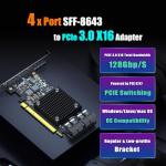 GLOTRENDS 4-Port PCIe Adapter Card for NVMe RAID