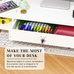 White Corner Monitor Riser with Drawer and Stand