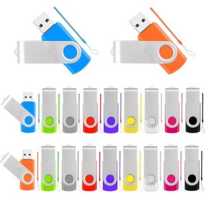 20-Pack Colorful 2GB USB Flash Drives with Lanyards
