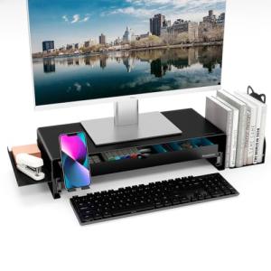 Heavy-Duty Metal Monitor Stand with Drawer