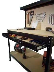 Heavy Duty Metal Workbench with Pegboard and Drawers