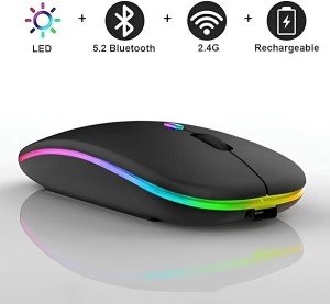 Slim Silent Rechargeable Wireless Mouse RGB LED USB Mice MacBook Laptop PC UK
