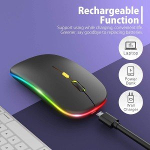 RGB Wireless Rechargeable Silent Mouse for PC