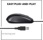 Wired USB Optical Mouse for PC and Laptop