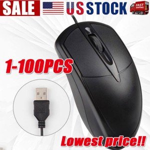 Wired USB Optical Scroll Wheel Mouse - Black