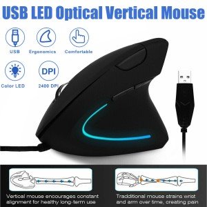 LED Wired Ergonomic Vertical Mouse 2400 DPI