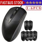 6 Wired Optical Scroll Wheel Mice for PC