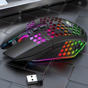 RGB Wireless Gaming Mouse with Honeycomb Design