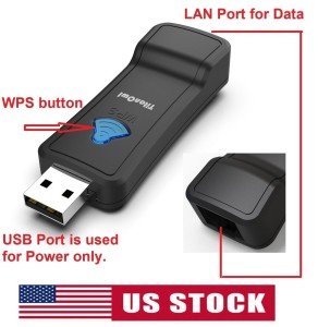 WiFi to RJ45 Ethernet Powered by USB port, Extender Adapter Network LAN Bridge