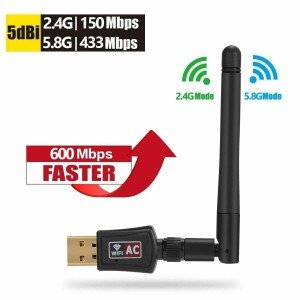 600Mbps Wireless USB Wifi Adapter Dongle Dual Band 2.4G/5GHz W/Antenna 802.11AC