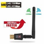 Dual Band 600Mbps Wireless USB WiFi Adapter
