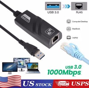 USB 3.0 Gigabit Ethernet LAN RJ45 1000Mbps Network Adapter For Windows PC