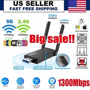 High-Speed USB 3.0 Wireless WiFi Adapter 1300Mbps