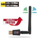 Dual Band 600Mbps WiFi USB Adapter