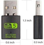Dual Band USB WiFi Bluetooth Adapter 600Mbps