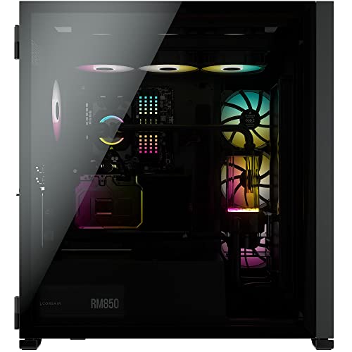 CORSAIR iCUE 7000X RGB Full-Tower ATX PC Case – Three Tempered Glass Panels – Spacious Interior – Easy Cable Management – 4x CORSAIR SP140 RGB ELITE Fans Included – Black
