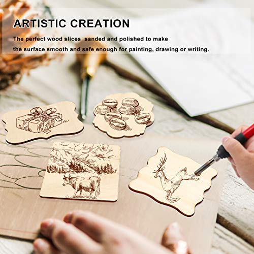 32pcs Unfinished Wood Ornaments for DIY Crafts & Decor