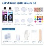 DIY Epoxy Resin Coaster Kit with Molds & Colors