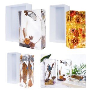 Rectangle Silicone Resin Molds with Wooden Support - 3 Pcs