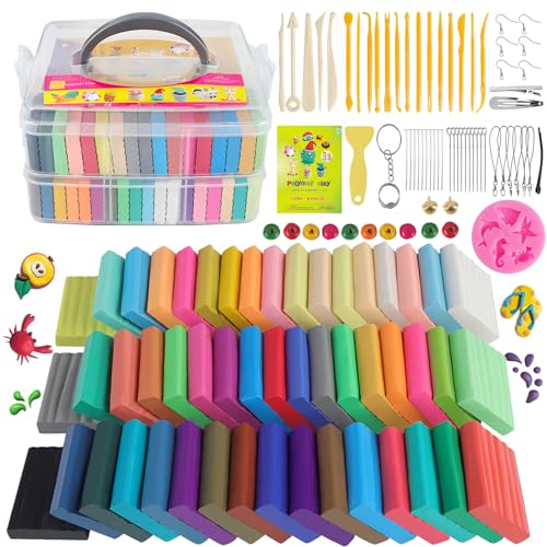 50 Colors Polymer Clay Kit with Sculpting Tools